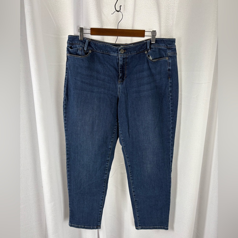 J. Jill Denim Weekender Straight Leg‎ Cotton Blend Denim Stretch Blue Jeans 613